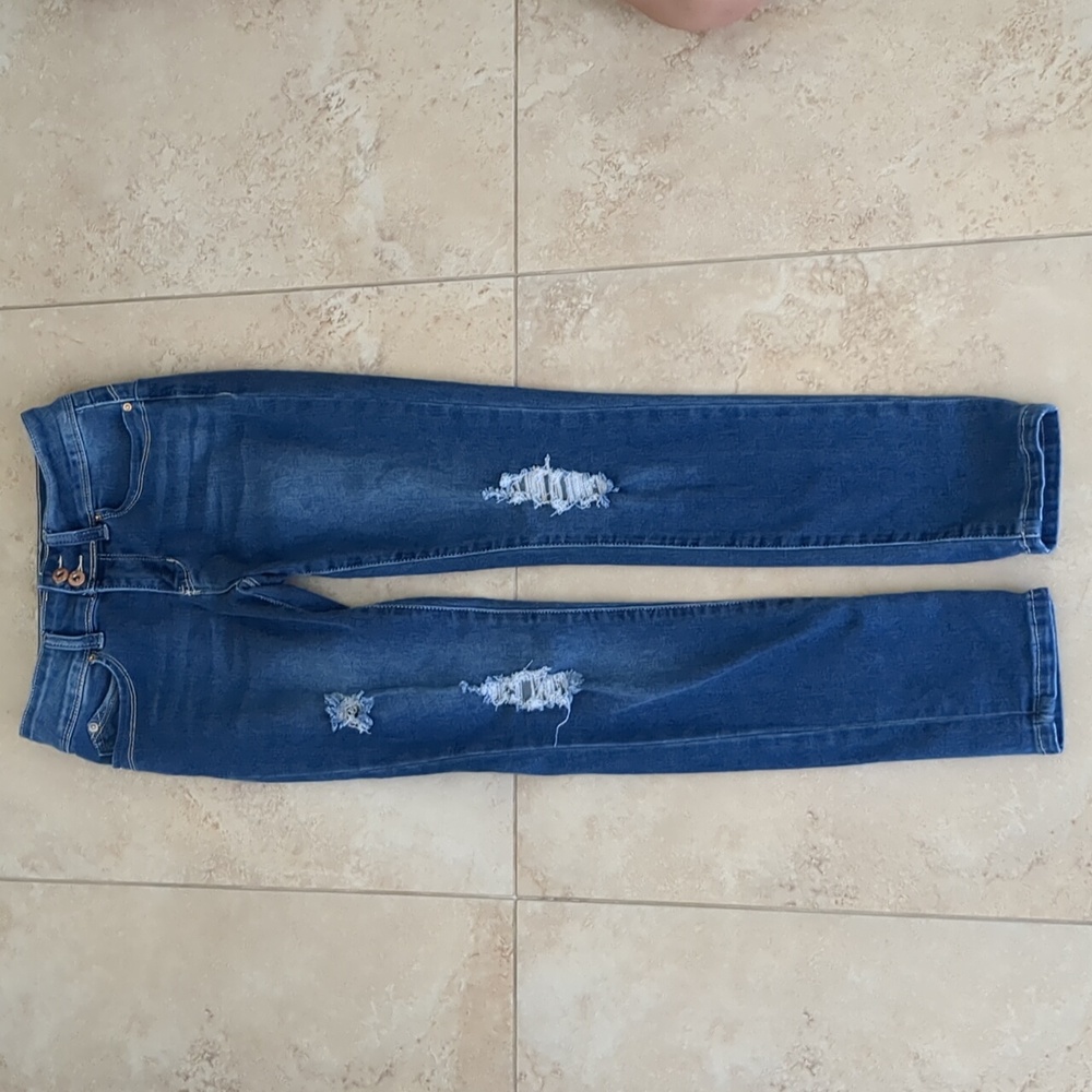 WannaBettaFit YMI Blue Jeans Ripped Skinny Jeans, 14 size